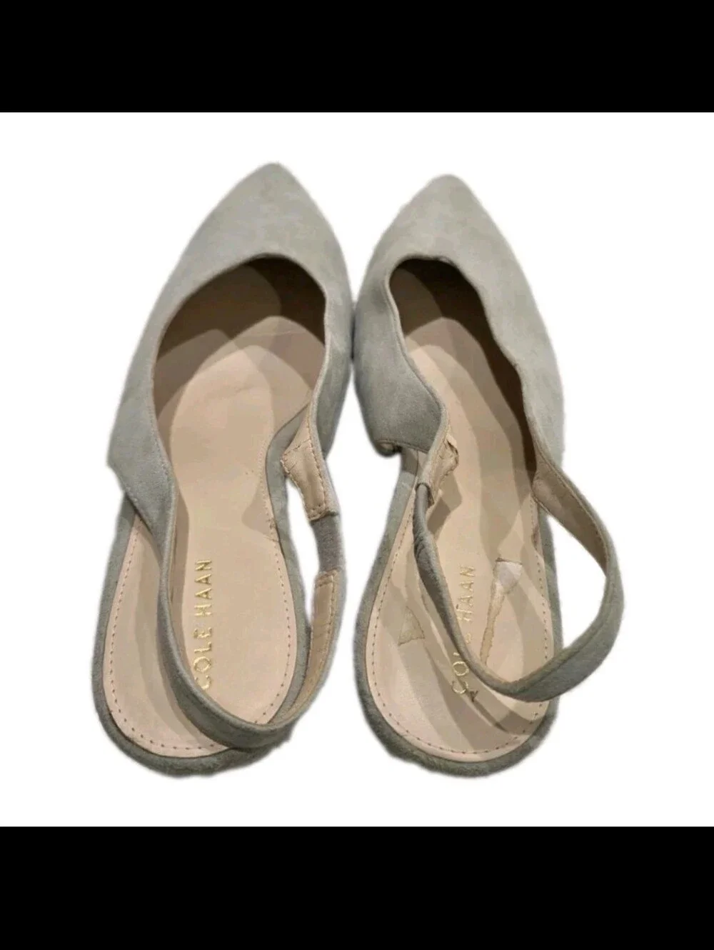 Cole Haan Elnora Gray Suede Slingback Wedge Pumps Pointed Toe Women’s Size 9.5